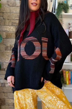 Big Softie Amour Slouch Knit Jumper Black /12=